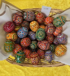 Wooden Pysanka with Garden Flowers