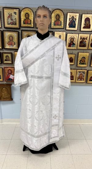 White with Silver Galloon Deacon Vestments Set
