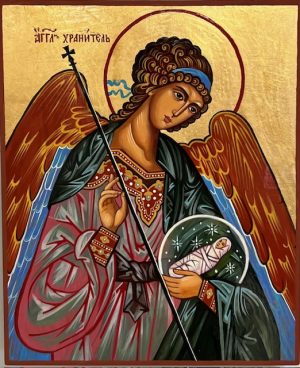 Hand Painted Guardian Angel Icon