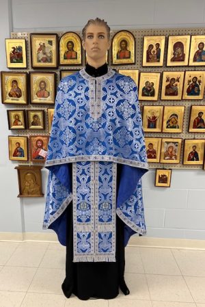 Blue/Silver Priestly Vestment Set