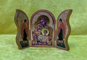 Holy Family Natural Wood Triptych Icon