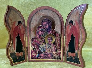 Holy Family Natural Wood Triptych Icon