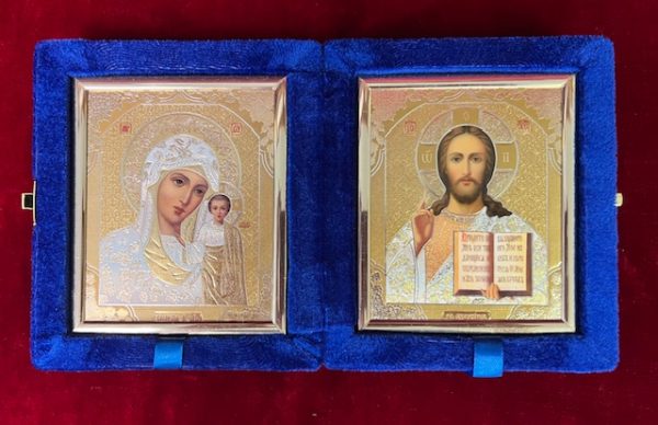 Christ Blessing and Our Lady of Kazan Diptych Icon - Image 2