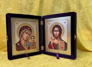 Christ Blessing & Our Lady of Kazan Icon Diptych